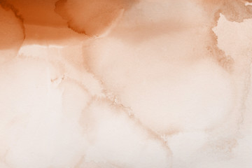 Hand painted alcohol ink background. Abstract delicate orange texture. Contemporary autumn wallpaper. 