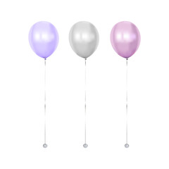 Hyper realistic balloons background. Love card with air balloons Vector realistic. Pink and yellow...