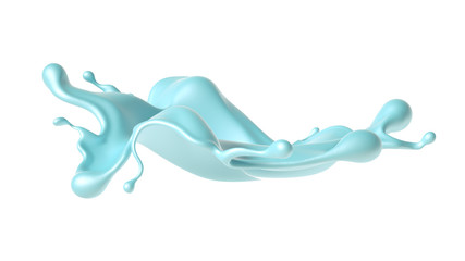 Beautiful turquoise paint splash. 3d illustration, 3d rendering.