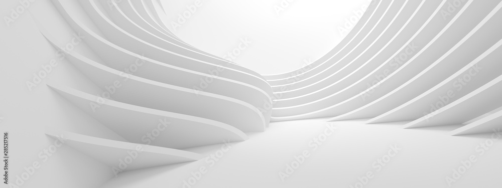 Fototapete Abstract Architecture Background. 3d Rendering of White Circularl Building
