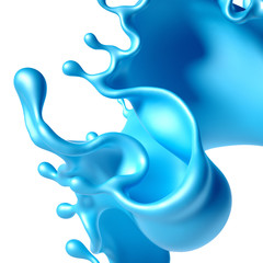 Beautiful turquoise paint splash. 3d illustration, 3d rendering.