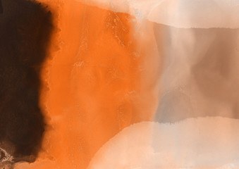 Hand painted alcohol ink background. Abstract delicate orange texture. Contemporary autumn wallpaper. 