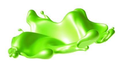 Beautiful green paint splash. 3d illustration, 3d rendering.