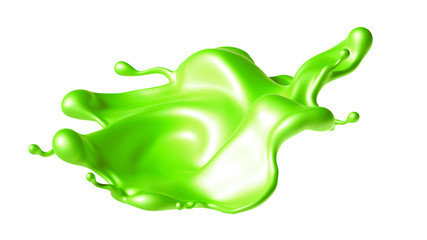 Beautiful green paint splash. 3d illustration, 3d rendering.