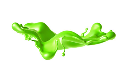 Naklejka premium Beautiful green paint splash. 3d illustration, 3d rendering.