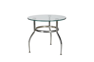 Modern metal table with glass top