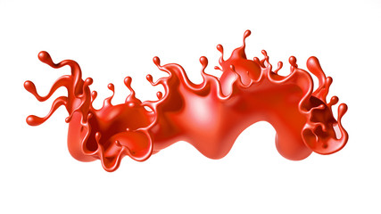 Beautiful red paint splash. 3d illustration, 3d rendering.