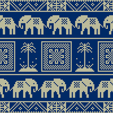 Exotic Decorative Blue Seamless Pattern Design