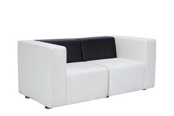 Leather sofa with white and black elements