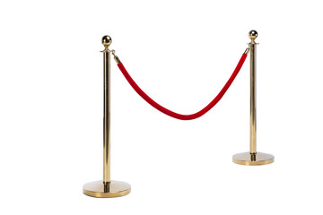 Red rope barrier on a golden columns