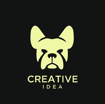french bulldog gold logo icon design vector illustration
