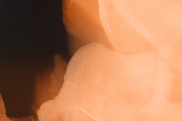 Hand painted alcohol ink background. Abstract delicate orange texture. Contemporary autumn wallpaper. 