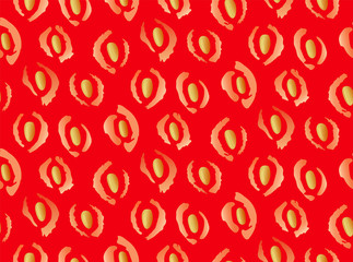 Bright red strawberry skin with seeds, strawberry seamless pattern texture