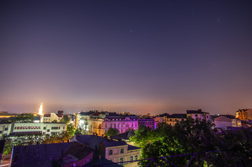 Sunrise over the city in summer