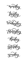 Naklejka premium Hand lettering days of the week. Template for card, poster, print. Isolated on white background.