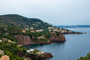 Fototapeta na wymiar view of island in mediterranean sea at French Riviera