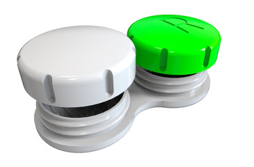 Contact lens case. 3D rendering. Isolated on white background.