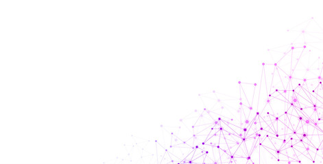 Global social communication banner with purple network mesh.