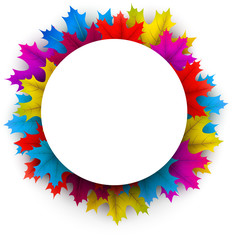 Autumn background with colorful maple leaves.