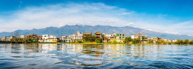 Landscape of Erhai Lake, Dali Ancient City (Dali Old Town) and Cangshan Mountain. Located in Dali,...