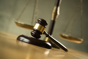 Obraz premium Law and Justice Concept Image, Grey stone background