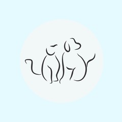 cat dog icon vector line illustration