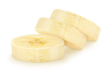 Cutted banana isolated on a white background.