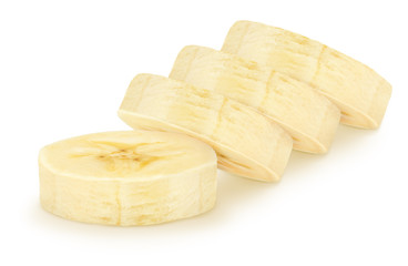 Cutted banana isolated on a white background.