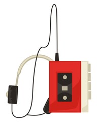80s music player with headphones, listening to music, isolated object