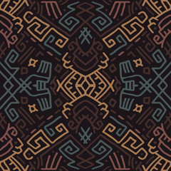 Tribal Decorative Doodle Lines Seamless Pattern