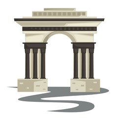 Empire style arch or building, columns or pillars isolated construction
