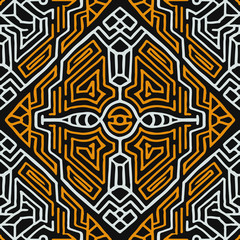 Tribal Decorative Doodle Lines Seamless Pattern