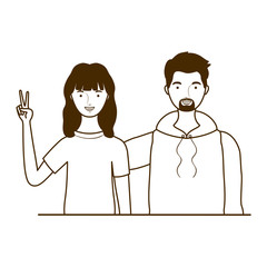 silhouette of couple of people standing on white background