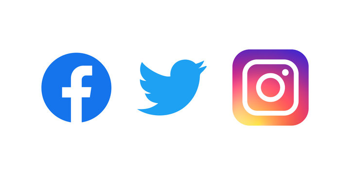Set of facebook twitter and instagram icons. Social media icons. 
