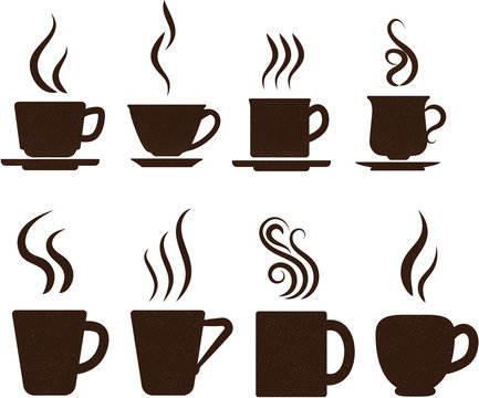 set of coffee cups,  logo element