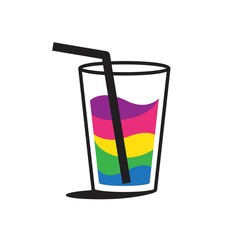 Drink water with colorful taste inside the glass illustration