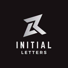 Initial letter LR logo design in geometric and masculine shapes on the logo