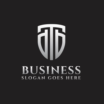 Luxury initial letter DTB in shield shape business logo design