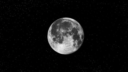 full moon on black dark background in space