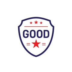 Good warranty shield seal with stars in red and blue color
