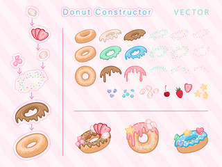 A set of parts for creating donuts