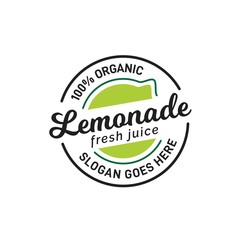 Lemonade juice shop circle seal logo design with lemonade fruit graphics