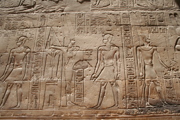 Ancient Egyptian hieroglyphs at luxor temple