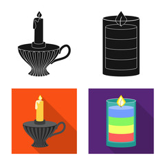Isolated object of relaxation and flame icon. Set of relaxation and wax stock symbol for web.