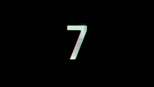 Digital Glitch Countdown Numbers