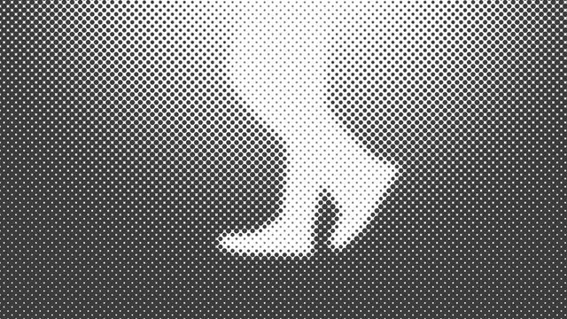 Halftone man walk cycle. Loop animation