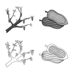 Vector design of food and yummy sign. Collection of food and brown stock vector illustration.