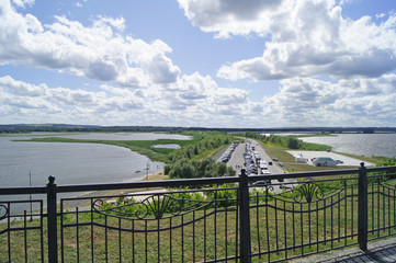 Sviyazhsk. View of the dam and the road on a Sunny day