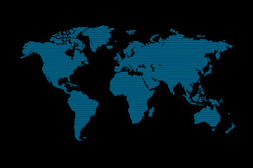 Fototapeta na wymiar World map made of horizontal stripes