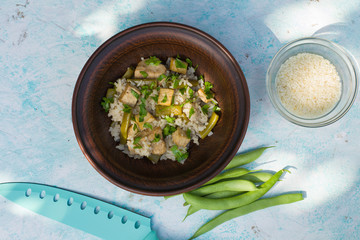 Fried Rice with Vegetables with Tofu and Chicken